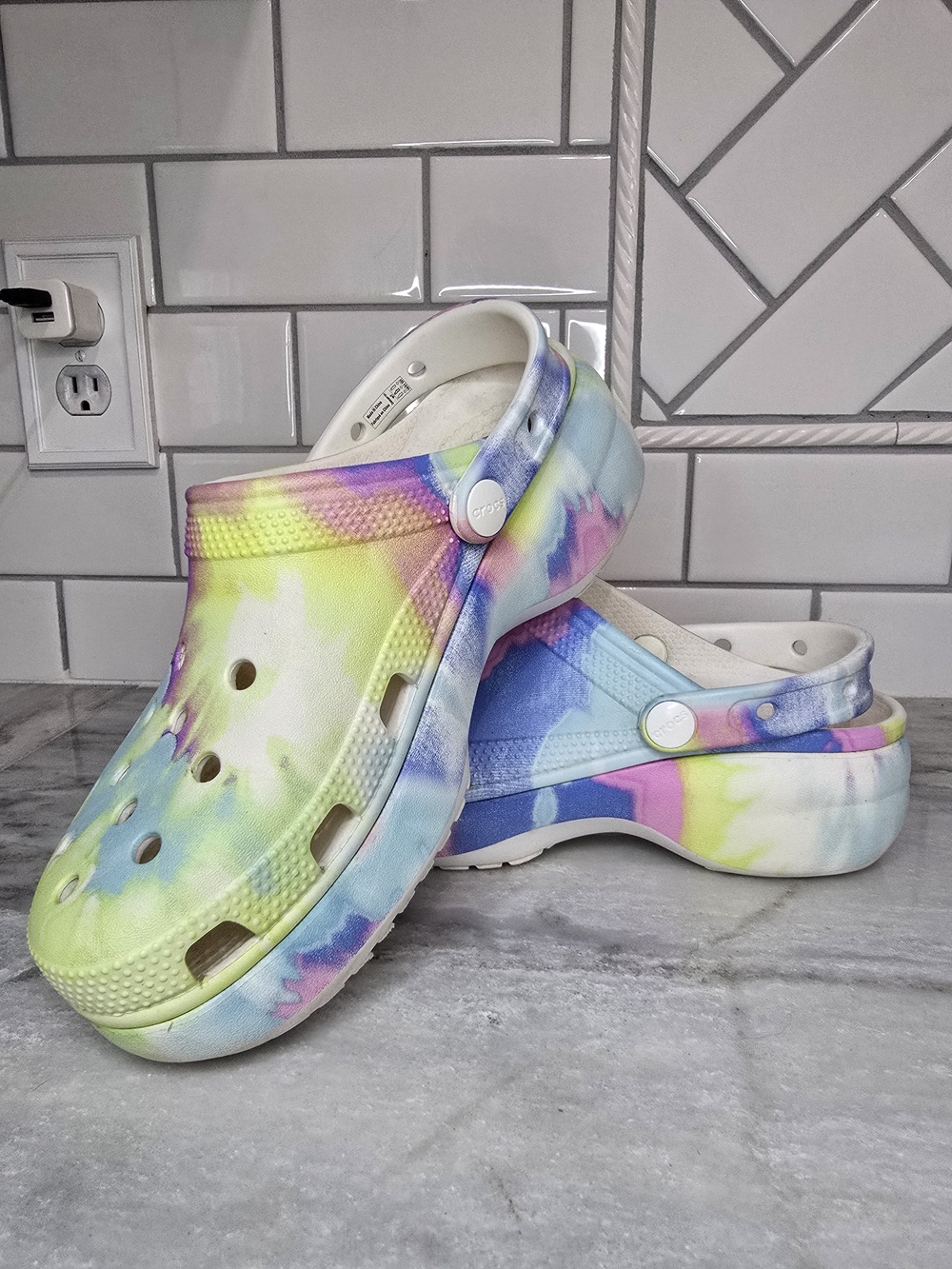 Crocs Classic Bae Platform Clogs Tie Dye Women's 7
